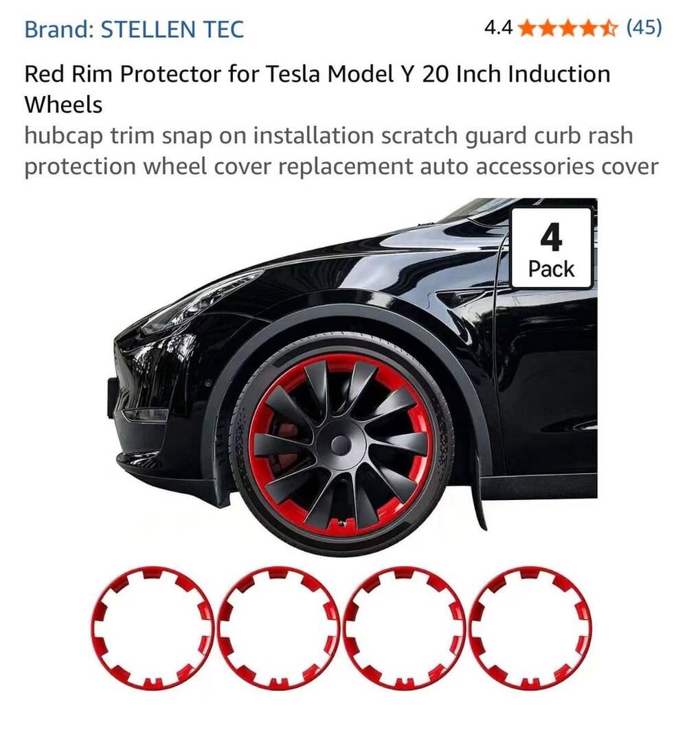 Tesla 20” new in box Stellen+Tec Rim Protector Red Car Wheel Guard Set